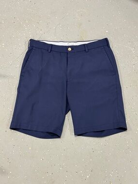 Peter Millar Navy Flat-Front Performance Shorts